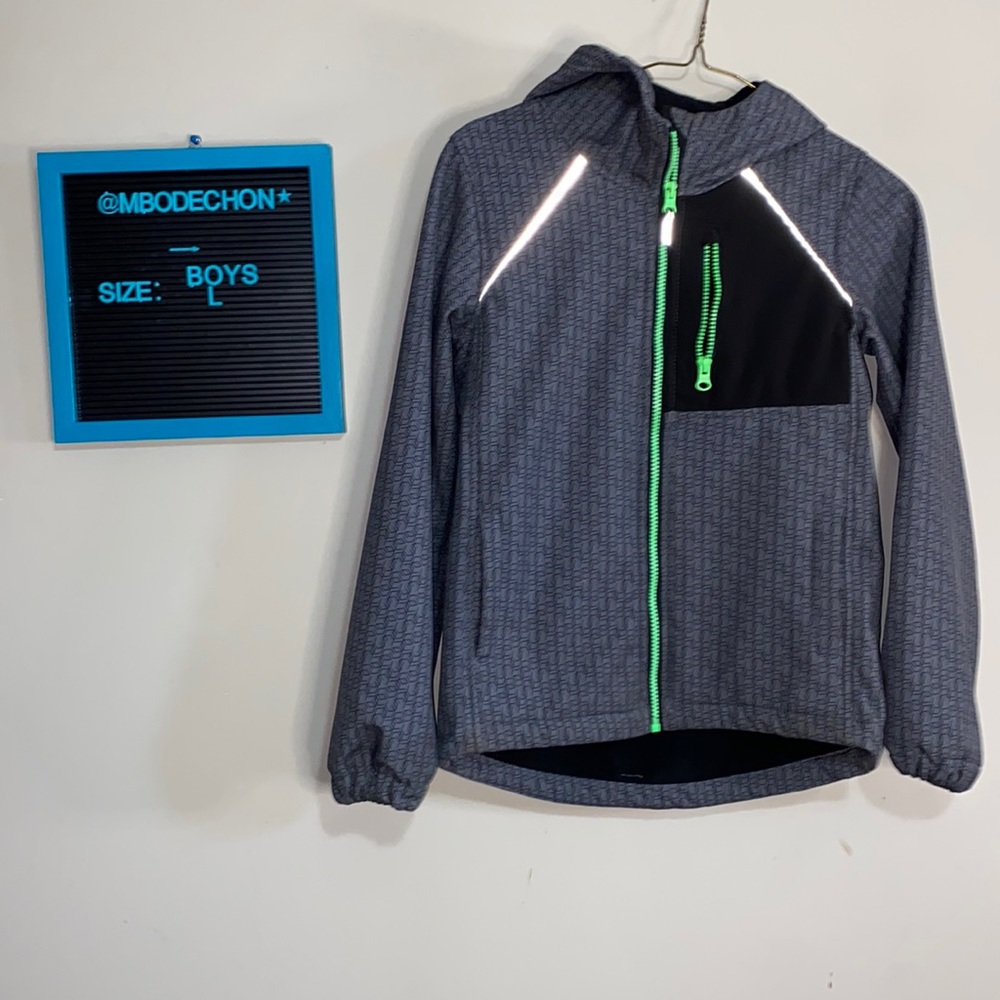 Boys Large Grey Reflective Athletic Works Fall Jacket/windbreaker